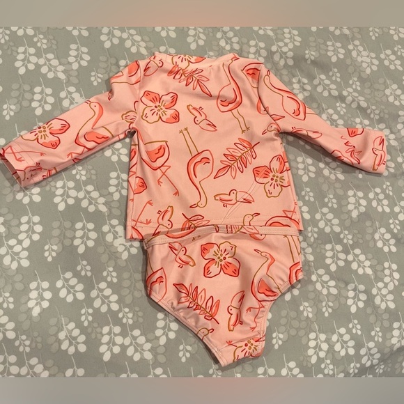 New Carter’s Baby Girl Pink Flamingo Swimsuit- Rash Guard and Bottoms - Size 3m - Picture 6 of 6